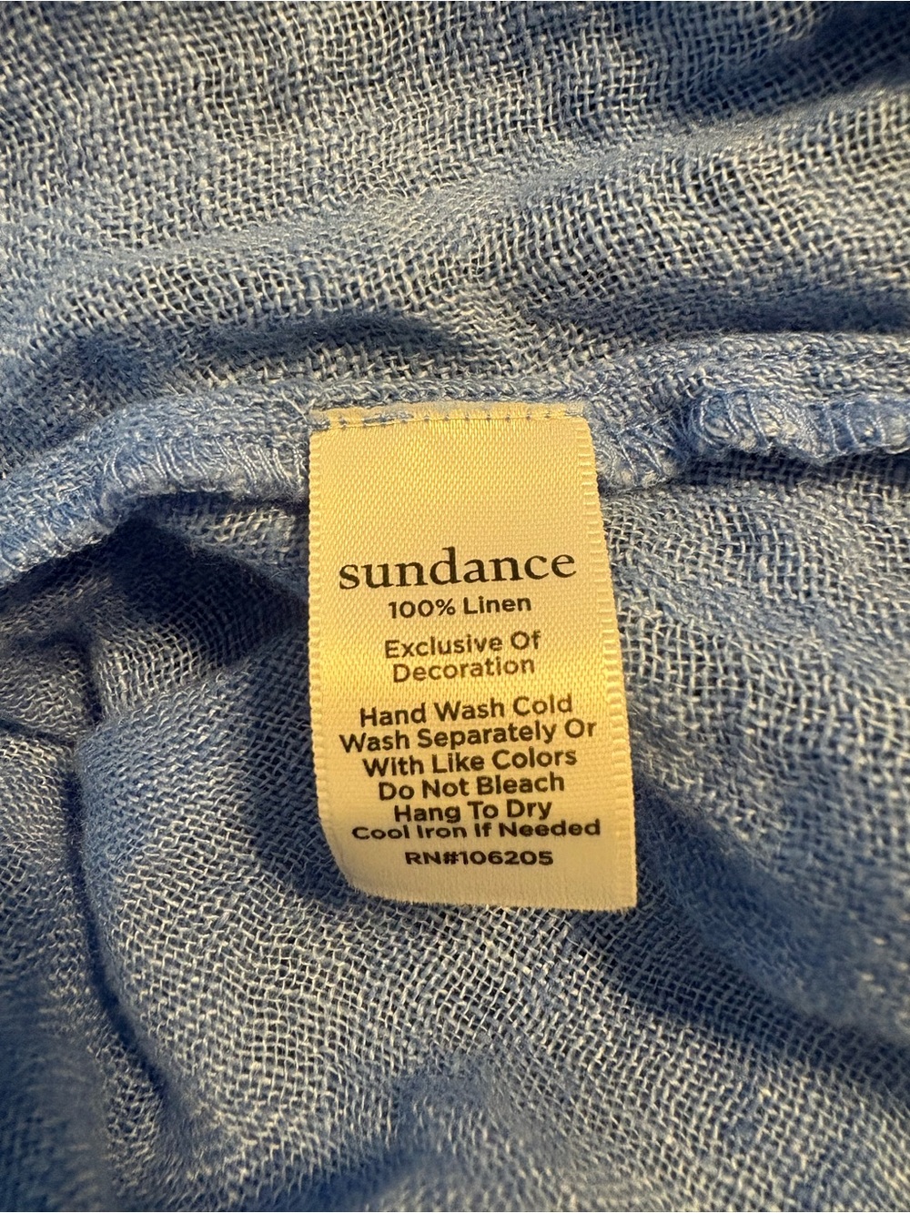 Sundance Light Blue Linen Peasant Top with Tassels Size L - Picture 11 of 11